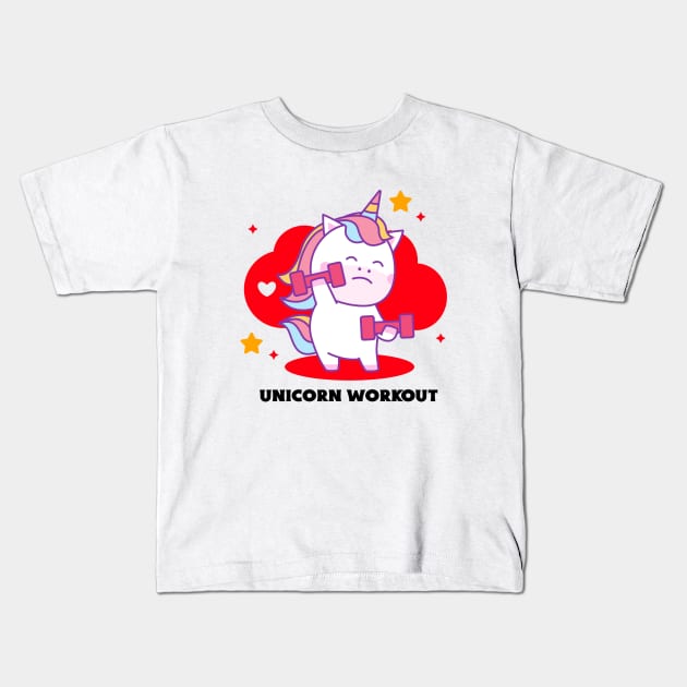 Unicorn Workout | Cute Baby Kids T-Shirt by KidsKingdom